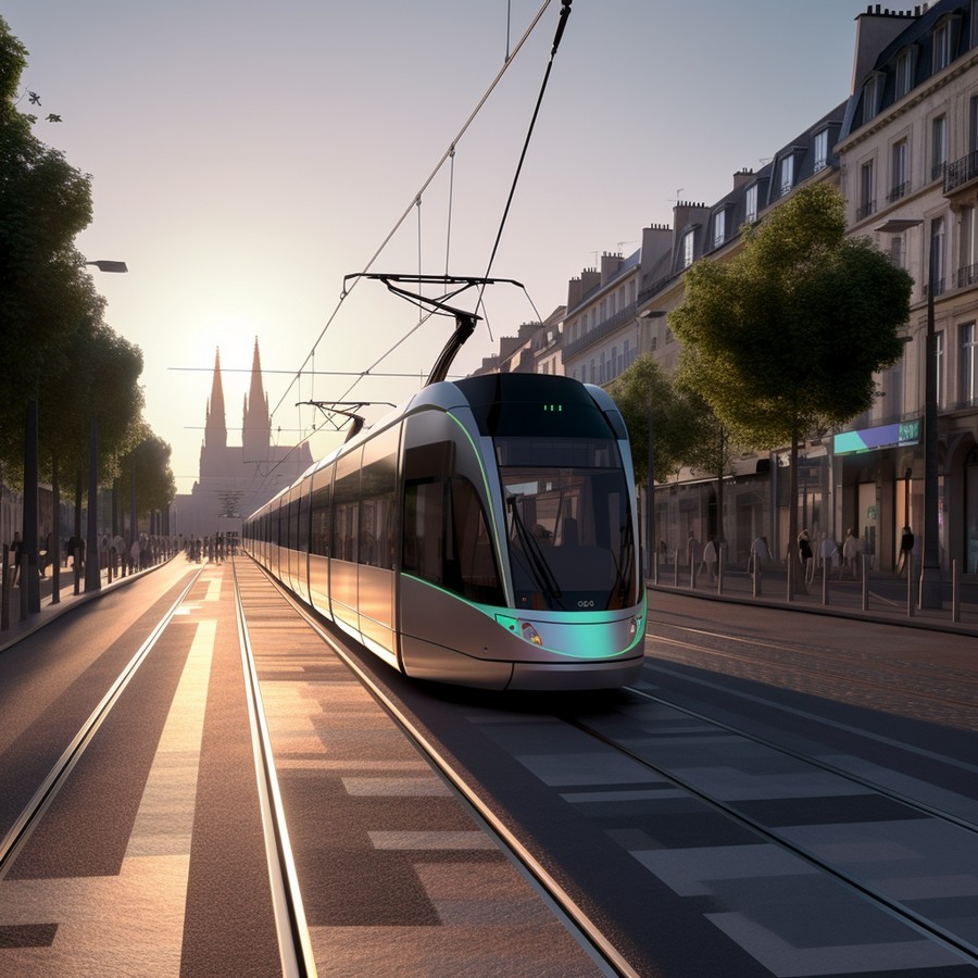 Génération photographies du tramway de Caen avec l’IA Midjourney